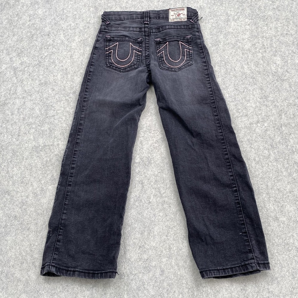 True Religion Jeans Girls 10 (24x22) Black Leila Mid Rise Wide Leg *MINOR STAIN* - Picture 14 of 16